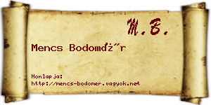 Mencs Bodomér névjegykártya